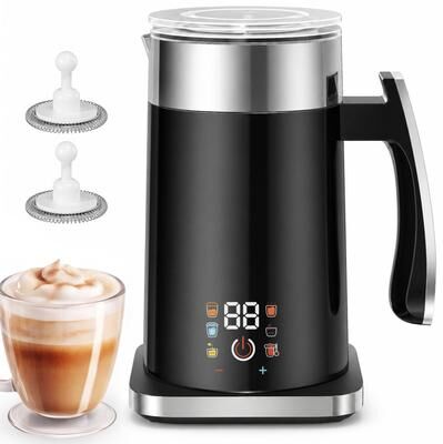 SUGIFT 14.5 Oz 6-in-1 Electric Milk Frother and Steamer, Hot and Cold Foam Maker and Warmer with LCD Touch Screen for Coffee, Latte