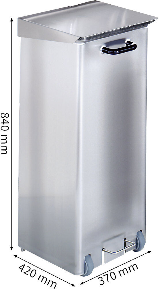 kaiserkraft Tretabfalleimer, Edelstahl, ohne Innenbehälter, Volumen 120 l