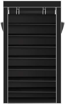 NO 10 Tiers Shoe Rack with Dustproof Cover Closet Shoe Storage Cabinet Organizer Black