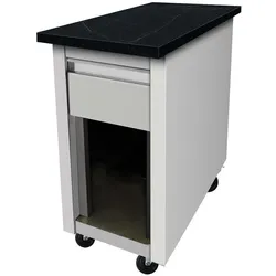 Skyrainbow Kassentisch aus Edelstahl, Granit Star Galaxy schwarz, mit Holzverkleidung, 40 x 82