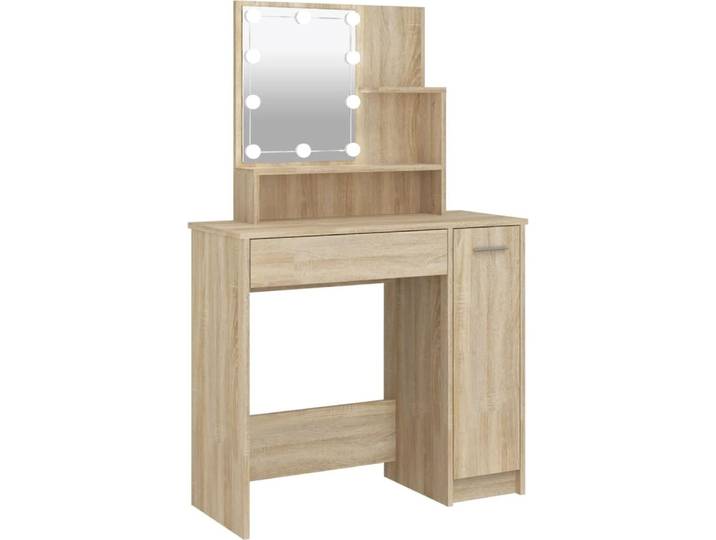 vidaXL Coiffeuse avec LED Chêne Sonoma 86\,5x35x136 cm