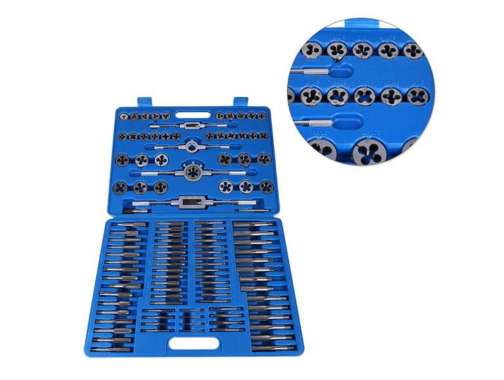110 pièces/ensemble tarauds et matrices M2-M18 tarauds à filetage d'écrou à vis matrices avec poignée de clé Kit d'outils à main robuste support de robinet outil de taraudage