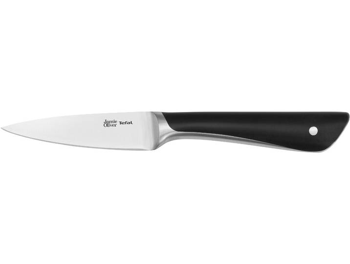 Schälmesser TEFAL Jamie Oliver K26711 , grau (schwarz, edelstahlfarben), Klingenlänge 9cm, Edelstahl, Kochmesser, Schälmesser, hohe Leistung, unverwechselbares Design, widerstandsfähig/langlebig