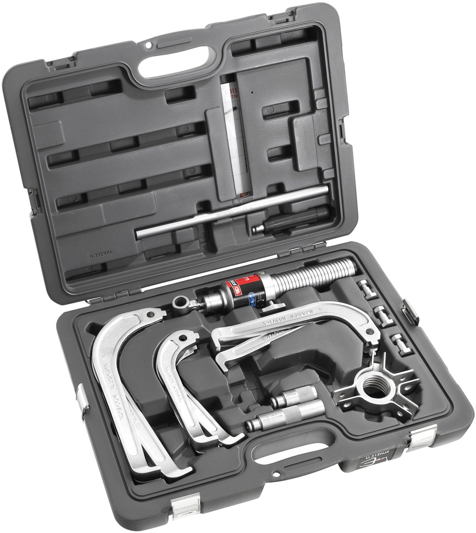 Facom Hydraulik-Außenabzieher, 3 Sätze Abzieharme, Zubehör Satz im Kunststoffkoffer, 15-tlg. (U.312HJ3)