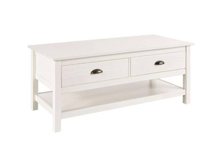 Harry-table Basse Avec 2 Tiroirs En Laque Blanche