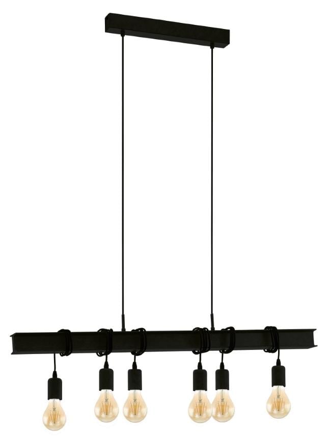 Eglo Townshend 6-lichts hanglamp zwart metalen industrieel design