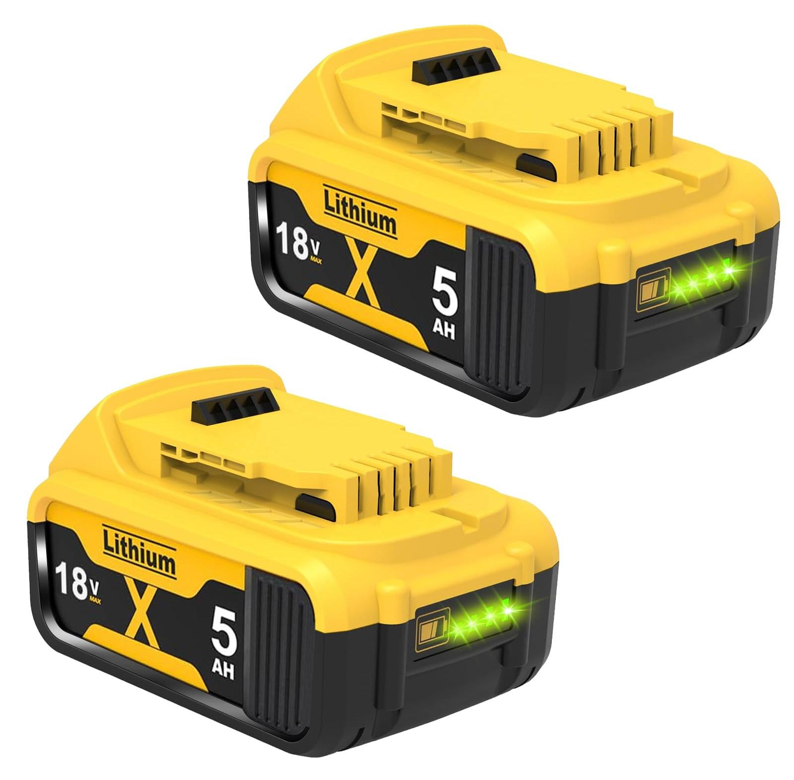 Dripio 2-delige set vervangingsaccu 18V 5Ah 5000 mAh met LED-indicator