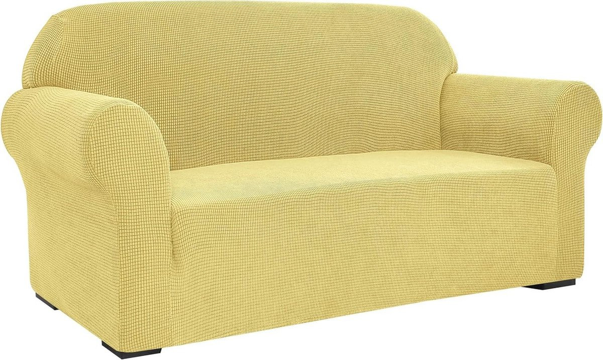 Stretch sofa cover voor woonkamer fauteuil, zachte en wasbare meubelbeschermer, lichtgeel