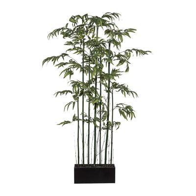 CREATIV green künstliche Pflanze Bambusraumteiler x 7, ca 150cm, Naturstamm, grün, im Holzkasten 30x14x11cm