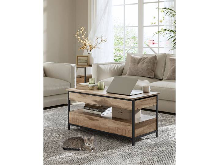 VASAGLE Couchtisch, höhenverstellbarer Wohnzimmertisch, 50 x 100 x (48-63) cm