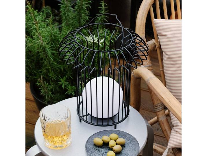 Dyberg Larsen LED-Akku-Tischlampe Basket, schwarz, Metall dimmbar, schwarz, Metall, Design