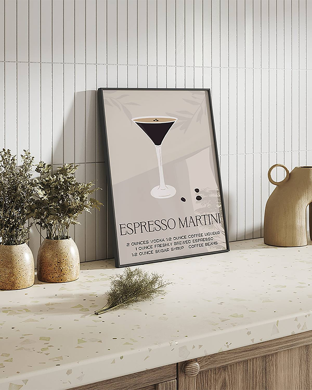 home24 Espresso Martini Recipe Tafeldecoratie met Acrylglas en Massief Hout, Multicolour
