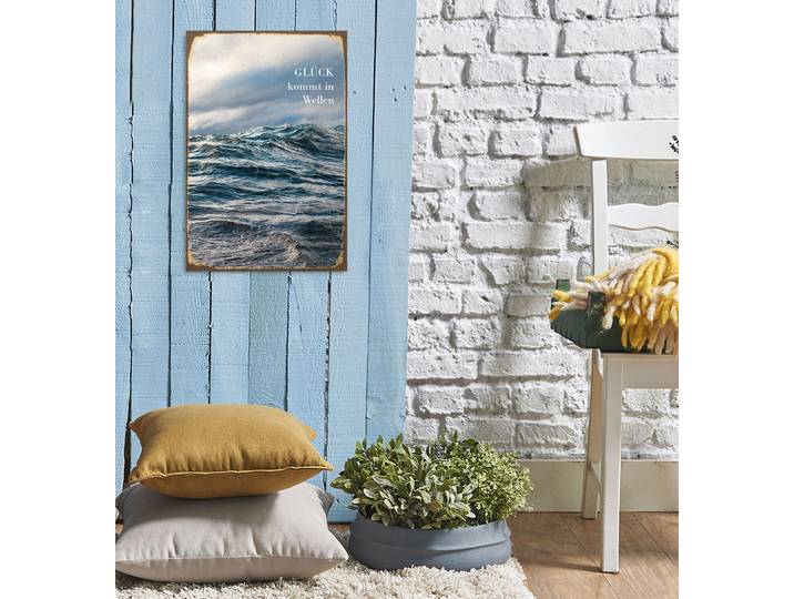 Metallbild QUEENCE Glück , blau (farbe bild(er): blau), B:20cm H:30cm, Metall, Stahl, Bilder, Metallbild, Stahlschilder