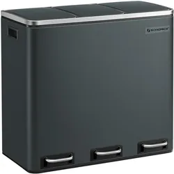 Songmics Mülleimer Küche Mülltrennsystem 3 Fächer Grüngrau, Abfalleimer, Grau