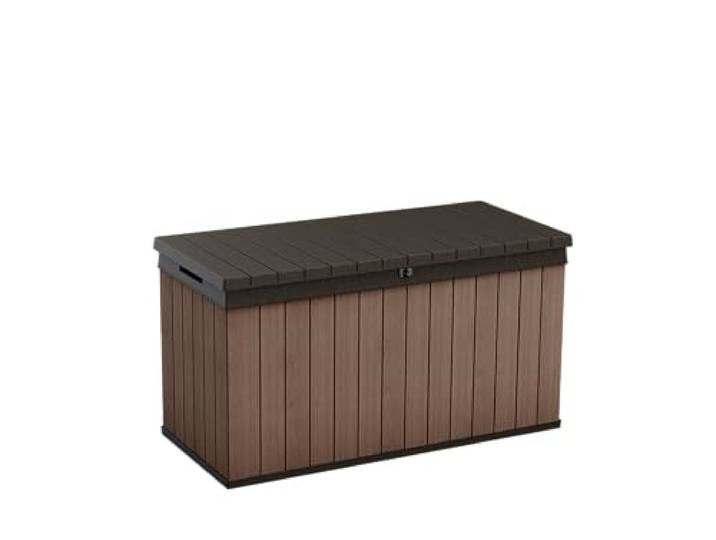 Keter Coffre de rangement Darwin\, coffre et résistante aux intempéries\, Marron - 570L - 142.5x65.3x78.2 cm
