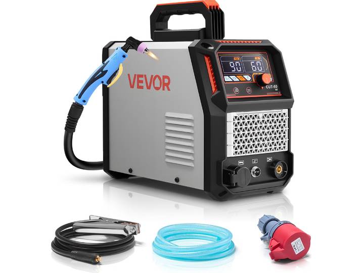 Découpeur plasma VEVOR\, découpeur plasma 60 A\, affichage numérique\, machine de découpe à onduleur IGBT avec fonction 2T/4T et temps PA/PT réglable pour une utilisation industrielle (400 V triphasé)