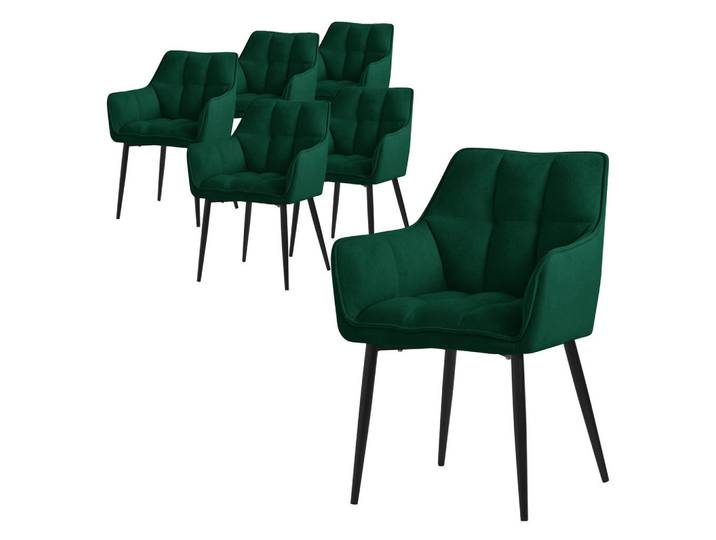 Ml-Design Esszimmerstuhl 6er Set dunkelgrün, Dunkelgrün, 63x90x57 cm, Esszimmer, Stühle, Armlehnstühle