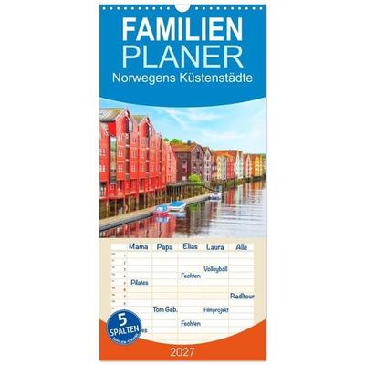 Familienplaner 2027 - Norwegens Küstenstädte mit 5 Spalten (Wandkalender, 21 x 45 cm) CALVENDO