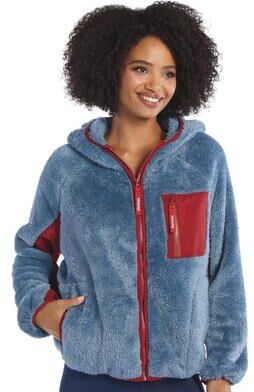 Masseys Women's Zip-Up Sherpa Casual in Blue Heaven/Sundried Tomato, Size 5X, Polyester