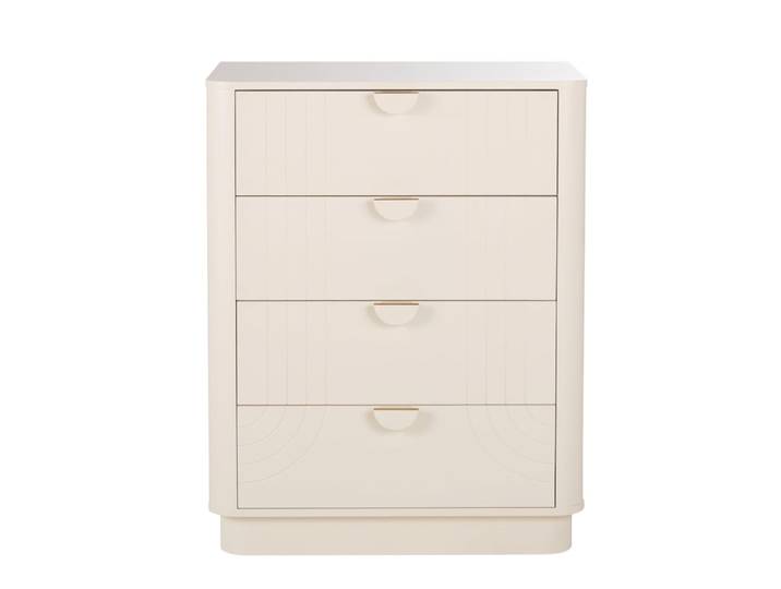 Commode haute 4 tiroirs blanche crème L85