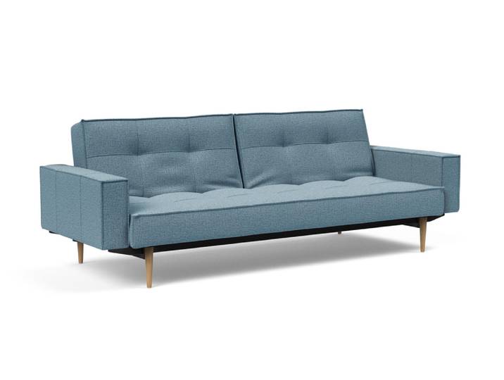 Klappsofa, Pflegeleichte Materialien, Grau, 115×210 cm, Mit Armlehne, Modern