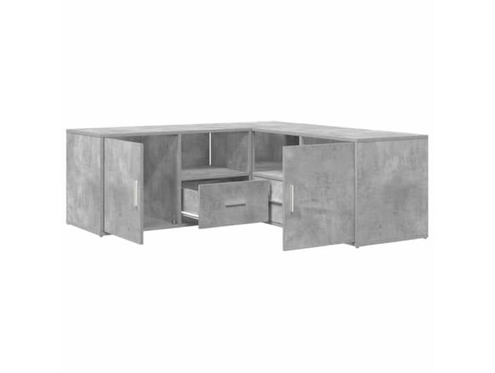 TUERYAFEK Eckregal Betongrau 200x40x45 cm Holzwerkstoff Mit Schubladen, Feuchtigkeitsbeständig, L-Form Montierbar, Viel Stauraum, Pflegeleicht