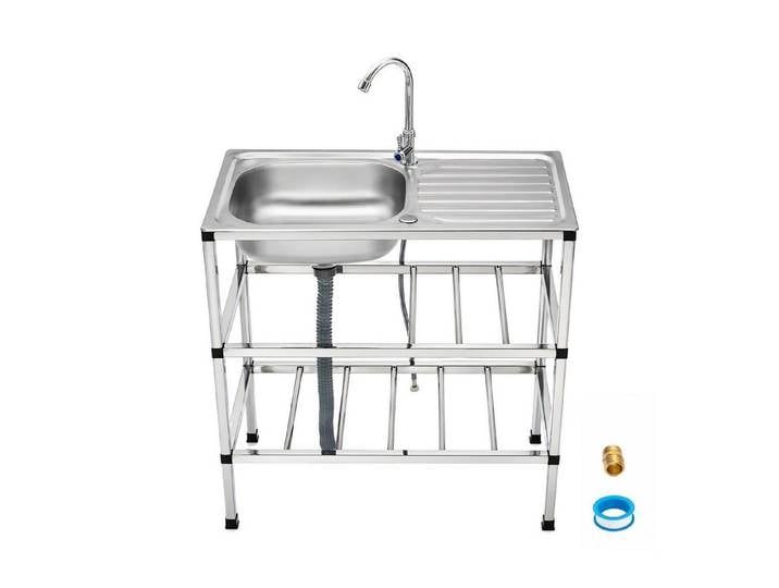 Youyijia Edelstahlspüle Edelstahl Spültisch mit Wasserhahn und Abtropffläche