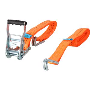Feldtmann Spanngurt TECTOR, orange, mit Haken & Ratsche, 2000 kg Zurrkraft, DIN EN 12195-2, 35 mm x 2 m