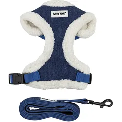 Polesie Zestaw, szelki+smycz, dla psa, granatowy, jeans, rozmiar M (M, Hund), Halsband + Leine