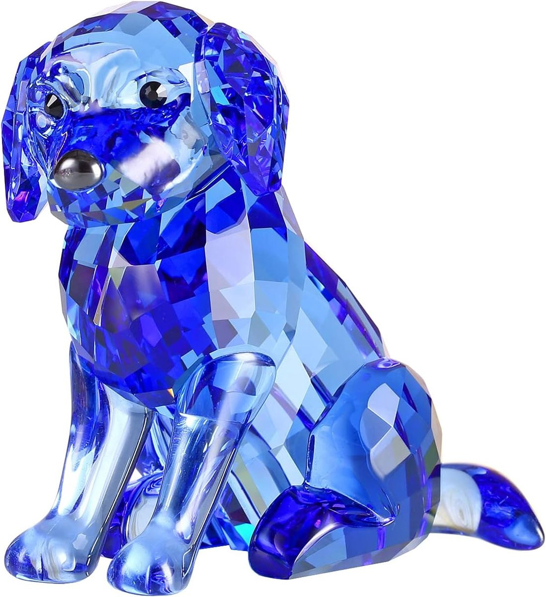 Blauw Kristallen Labrador Beeldje voor Woondecoratie