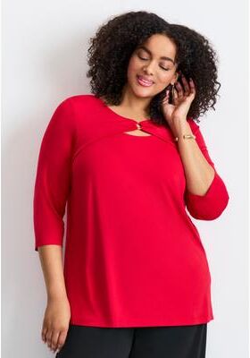 Plus Size Women's Knot Front Keyhole Top by Avenue in Vibrant Red (Size 16)