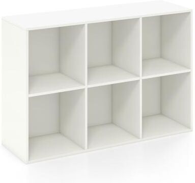 Costway Modern 6-Cube Bookcase with Anti-tipping Kits for Bedroom Living Room-White