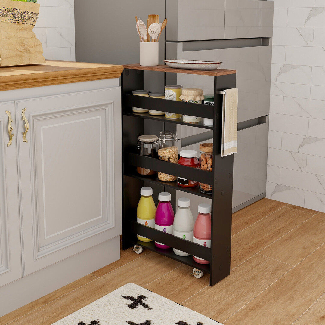 17 Stories Particle Board Bar Cart Black 80cm H X 47cm W X 13cm D