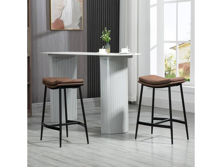 HOMCOM 2 Tabourets Bar Industriel Acier Marron Noir