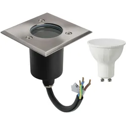 LED Bodenleuchte Edelstahl Eckig mit LED Leuchtmittel mit 8W LED Warmweiß