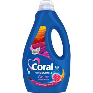 Coral Waschmittel Optimal Color Feinwaschmittel, flüssig, Color Shine, 1,3 Liter, Waschladungen 26