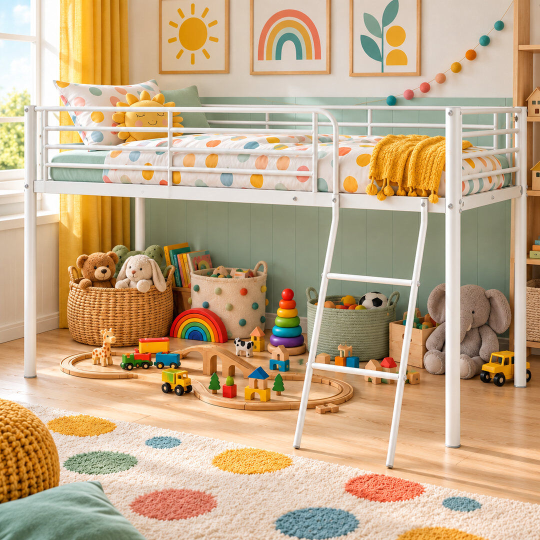Isabelle & Max Husted Single (3') Bed Frames Standard Loft Bed White UK Single - DE 90 x 190 cm