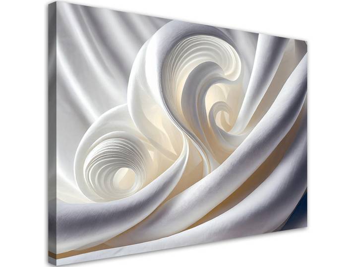 Feeby Leinwandbild Weiße 3D-Abstraktion 100x70cm, Rechteckig, 100x70 cm, Bilder & Rahmen, Bilder, Leinwandbilder