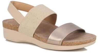 Women's Maeve Stretch Strap Sandal by Drew in Natural Champagne (Size 7 M)