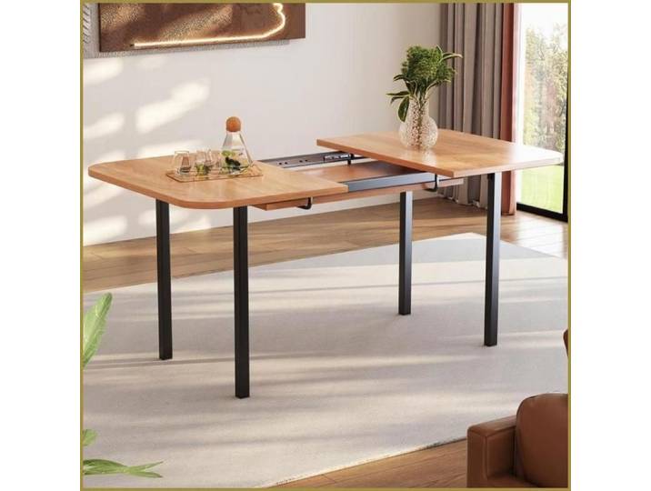 Table à manger extensible 120-160 cm - Style minimaliste - Chêne Blanc Américain