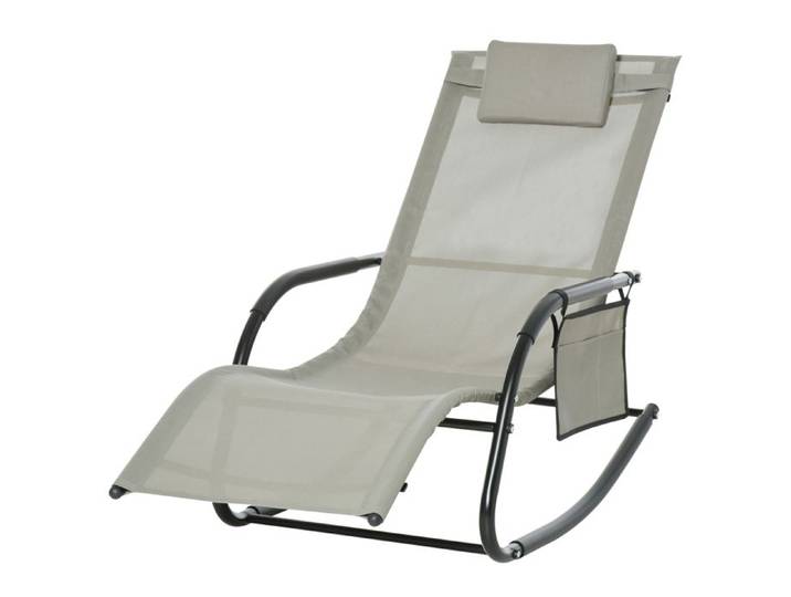 Fauteuil de jardin avec accoudoirs avec coussin métal 150 x 62 x 88 cm coloris gris clair pour jardin et terrasse