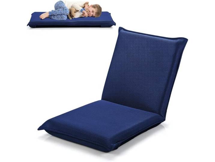 RELAX4LIFE Chaise de Sol Pliante avec Dossier Réglable en 6 Position Tatami pour Lire&Jouer dans Salon/Chambre/Bureau Bleu foncé