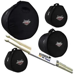 ahead Armor ARSET-2 Drum Case Set mit Drumsticks (Schlagzeug), Instrumententasche + Koffer, Schwarz