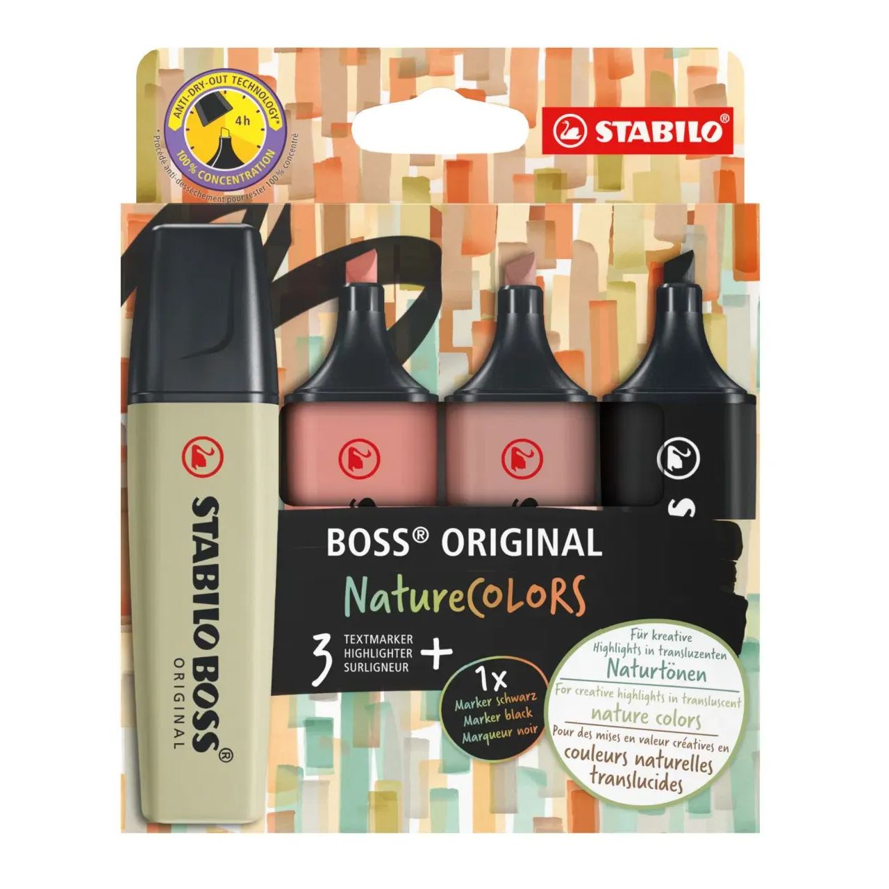 STABILO BOSS ORIGINAL Textmarker farbsortiert, 4 St.