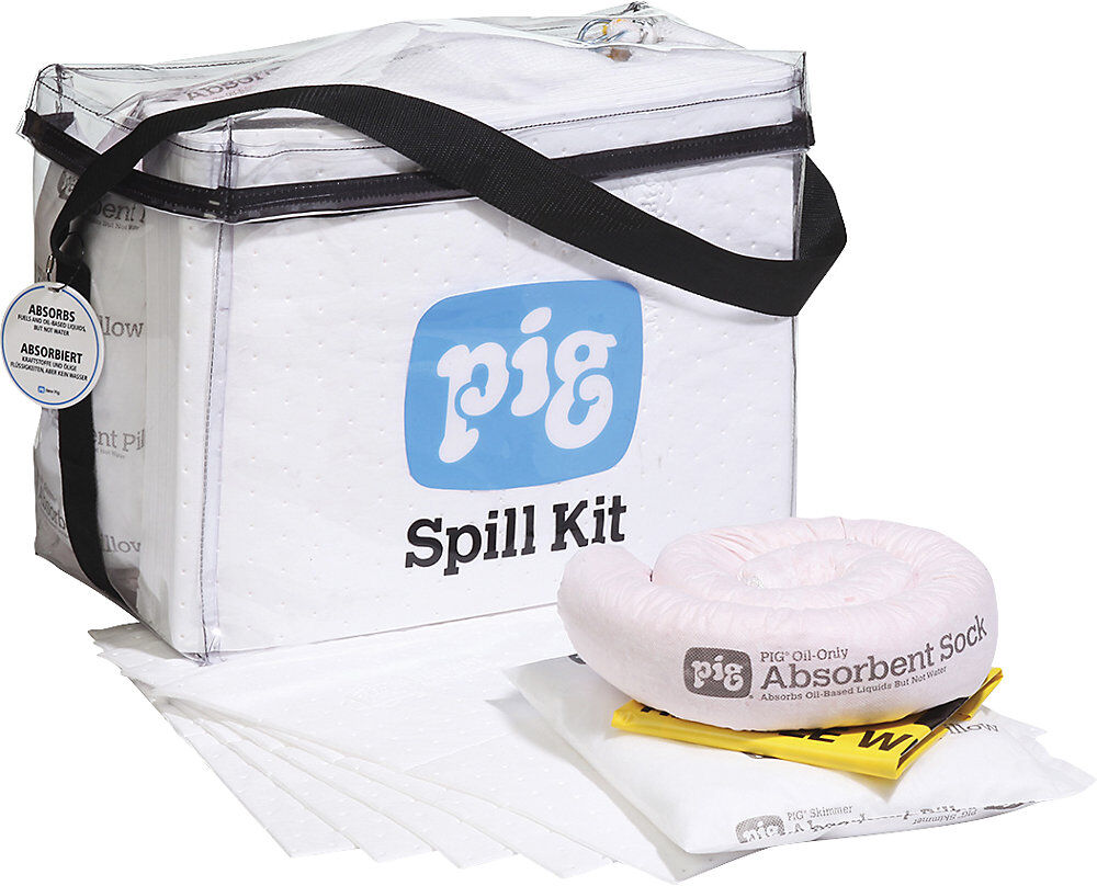 Notfall-Kit in Klarsichttasche, Ausführung Öl, absorbiert 53,3 l PIG