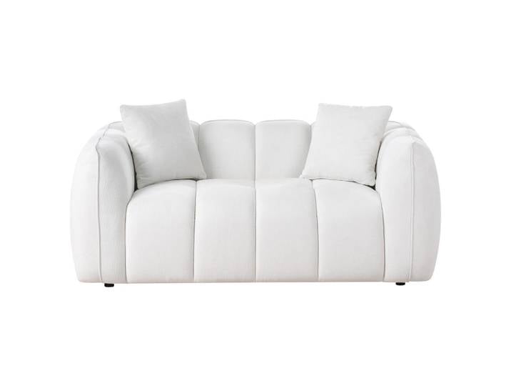Beliani 2-Sitzer-Sofa Stoff Cremeweiß Ness, Eukalyptusholz, 170x68x85 cm, Wohnzimmer, Sofas & Couches, Sofas, 2-Sitzer Sofas