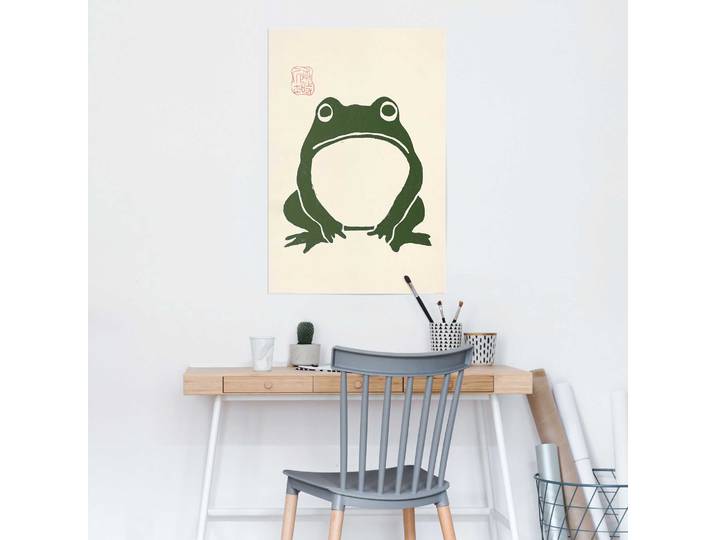 Poster REINDERS Matsumoto Hoji - Frog , grün (farbe bild(er): beige), B:61cm H:91,5cm T:0,1cm, Papier, Bilder, Poster, Wohnzimmer - Beige - Bilderdruckpapier - Berühmte Künstler -61x91,5 cm