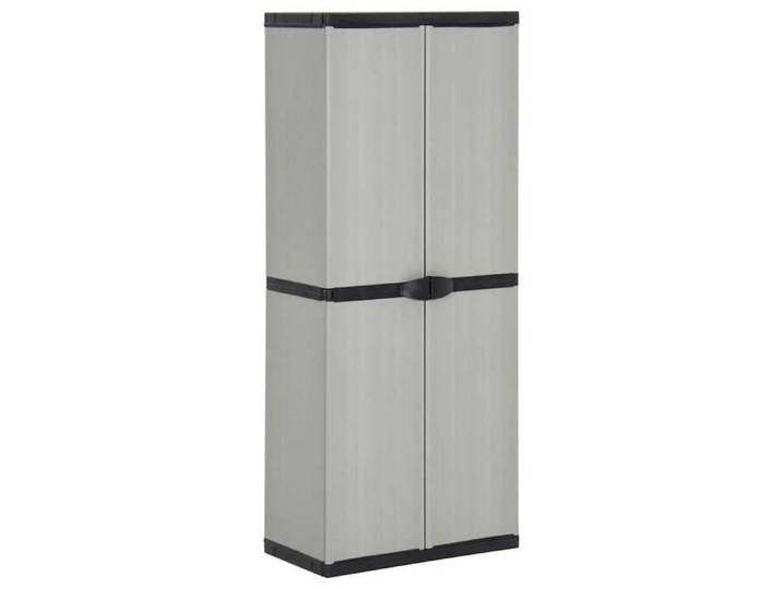 Gris Armoire de rangement de jardin 3 étagères Gris/noir 68x40x168cm - Meuble Rangement LV30693