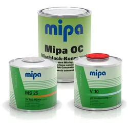 MIPA 2K OC HS AUTOLACK-Set in 1Ltr Wunschfarbe VOC + 500ml Härter MS25 normal + 500ml Verdünnung kurz