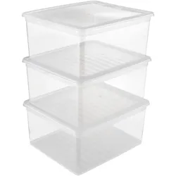 Keeeper - Set mit 3 Aufbewahrungsboxen 18L Transparent, Kollektion Bea